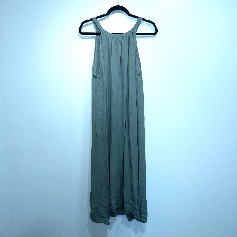 Mulaya Sage Green Halter Tank Maxi Dress Medium